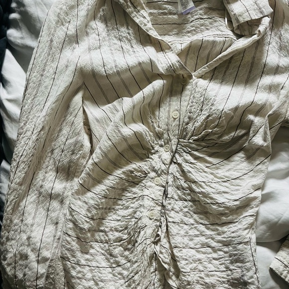 Zara Draped Shirt and Skirt Set, Oyster White, XS - Picture 4 of 8